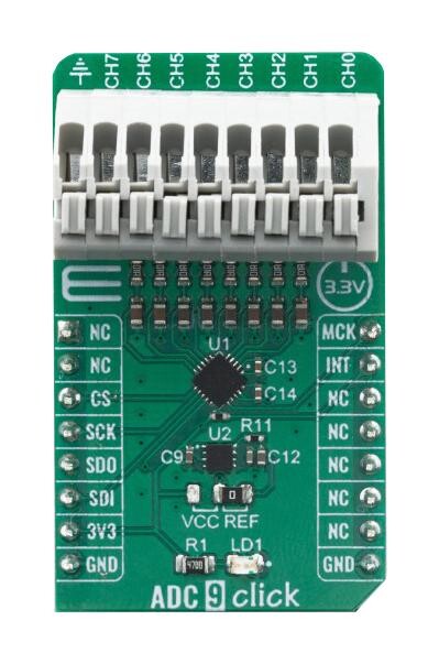 Mikroelektronika Mikroe-4105 Click Board, Adc, Gpio/spi, 3.3V