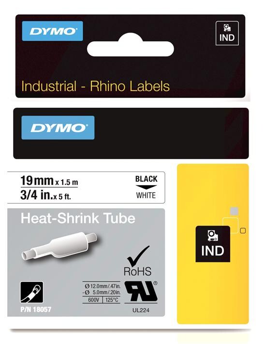 Dymo S0718330. Tubing, Heat Shrink, White, 19Mm