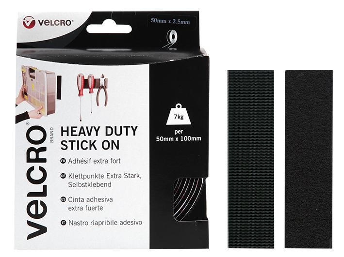 Velcro Vel-Ec60245 Heavy Duty Tape, 50Mm X 2.5M, Black