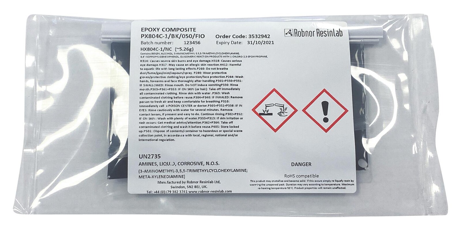 Robnor Px804C-1/bk/050 Potting Compound, Packet, Black, 50G