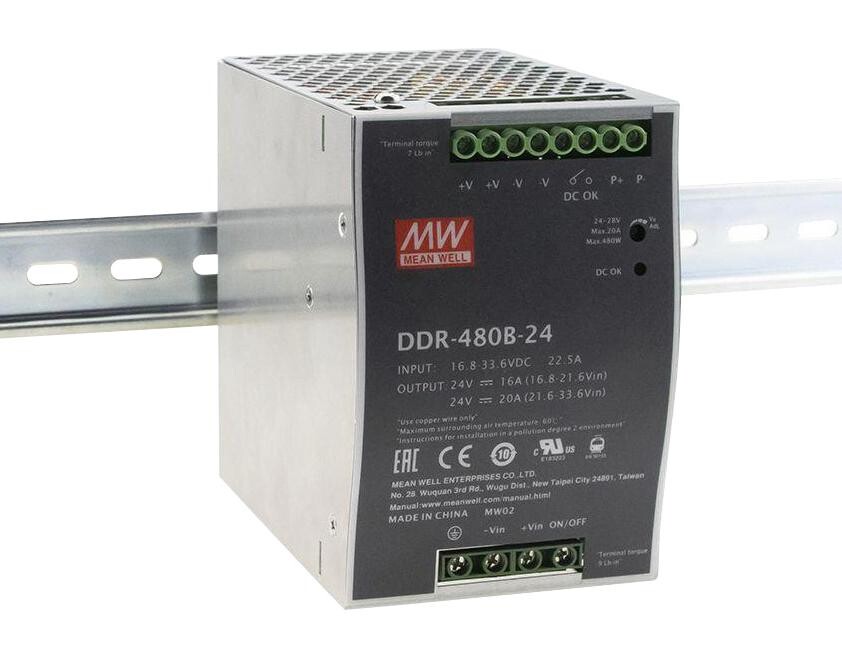 Mean Well Ddr-480B-24 Dc-Dc Converter, 24V, 20A