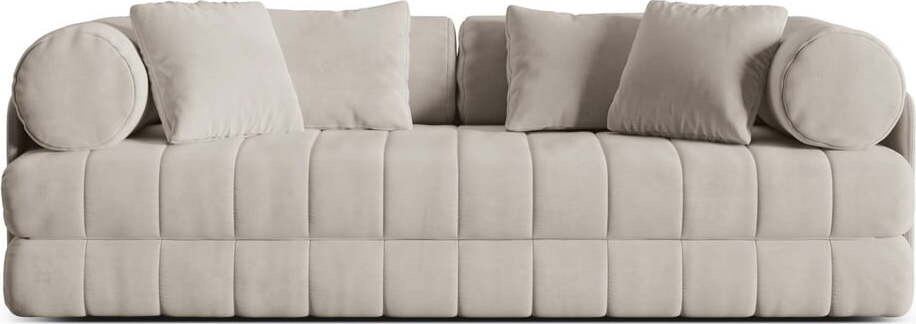 Béžová sametová rozkládací pohovka 206 cm Kemi – Cosmopolitan Design