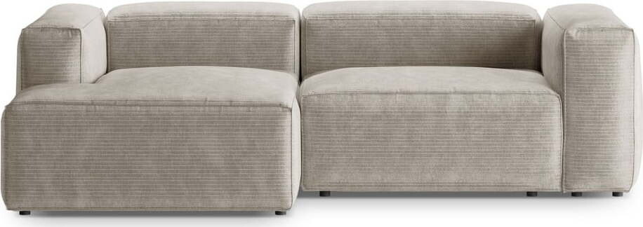 Béžová manšestrová rohová pohovka (levý roh/s lenoškou) Bergano – Cosmopolitan Design