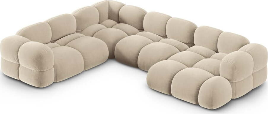 Béžová sametová rohová pohovka (levý roh/do 