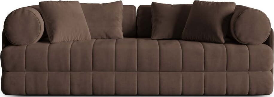 Hnědá sametová rozkládací pohovka 206 cm Kemi – Cosmopolitan Design