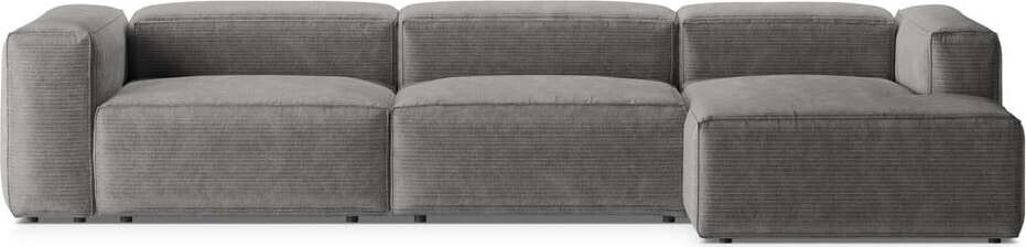 Světle šedá manšestrová rohová pohovka (pravý roh/s lenoškou) Bergano – Cosmopolitan Design