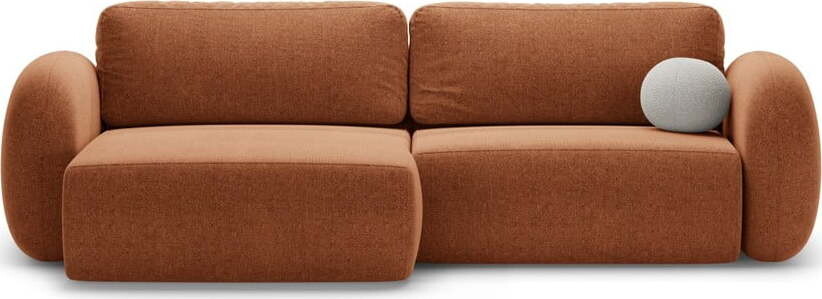 Žinylková rozkládací/s úložným prostorem rohová pohovka v cihlové barvě Tonale – Cosmopolitan Design