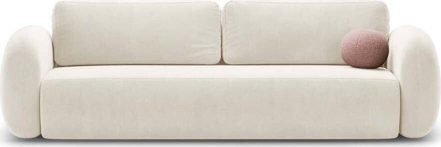 Krémová sametová rozkládací/s úložným prostorem pohovka 262 cm Tonale – Cosmopolitan Design