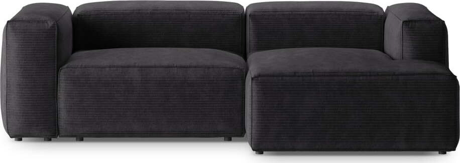 Tmavě šedá manšestrová rohová pohovka (pravý roh/s lenoškou) Bergano – Cosmopolitan Design