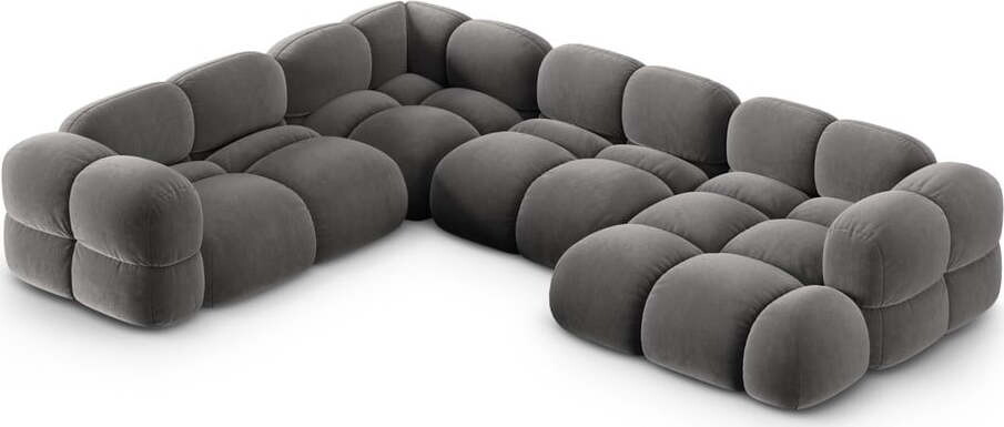 Šedá sametová rohová pohovka (levý roh/do 