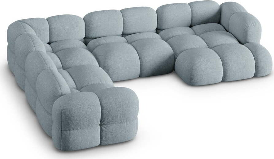 Světle modrá rohová pohovka (levý roh/do 