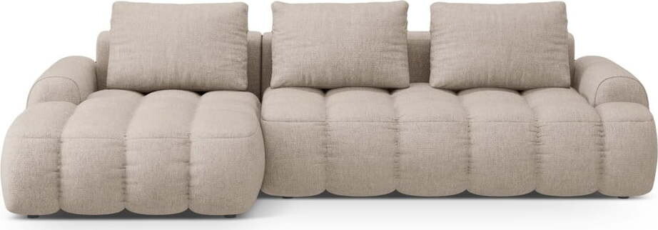 Světle hnědá rozkládací/s úložným prostorem rohová pohovka (levý roh/s lenoškou) Linz – Cosmopolitan Design