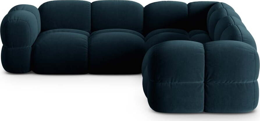 Tmavě modrá sametová rohová pohovka Loretto – Cosmopolitan Design