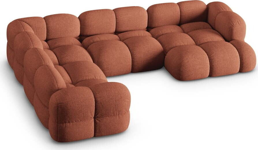 Rohová pohovka v cihlové barvě (levý roh/do 