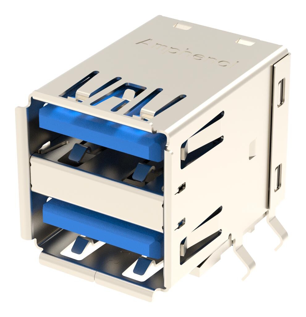 Amphenol Communications Solutions Gsb4112312Hr Stacked Usb Conn, 3.1 Type A, 9Pos