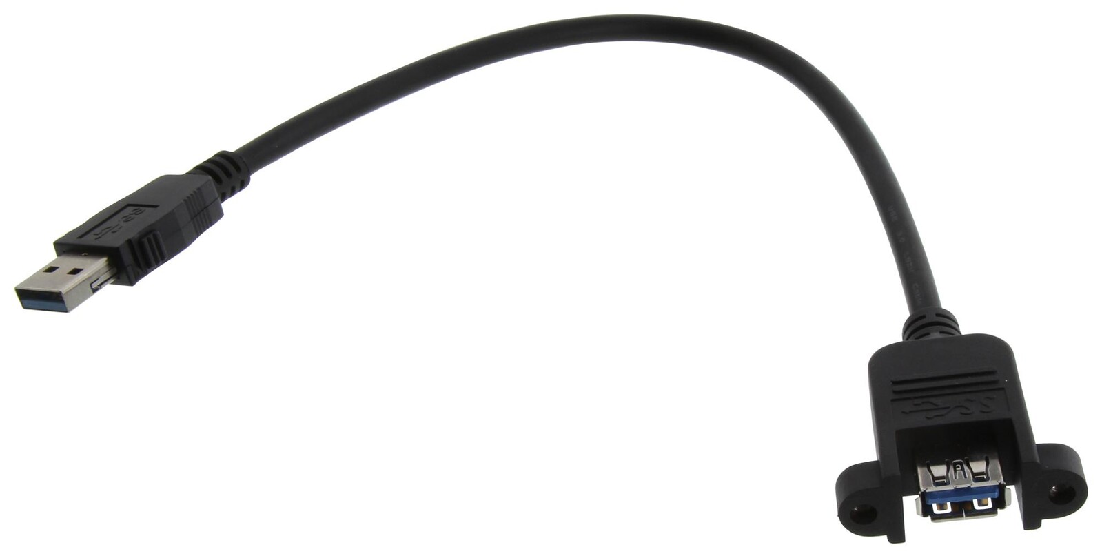 L-Com U3A00100-03M Usb Cable, 3.0 A Plug-A Rcpt, Blk, 11.8