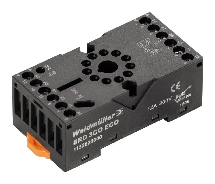 Weidmuller 1132820000 Relay Base, 3Pdt, Screw