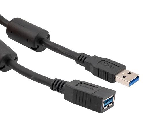 L-Com U3A00090-2M Usb Cable, 3.0 A Plug-A Rcpt, Blk, 6.6Ft