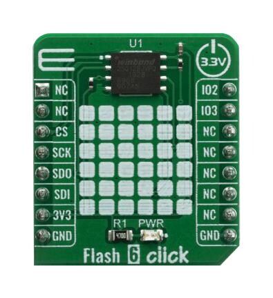 Mikroelektronika Mikroe-4067 Click Board, Flash, Qspi/spi, 3.3V