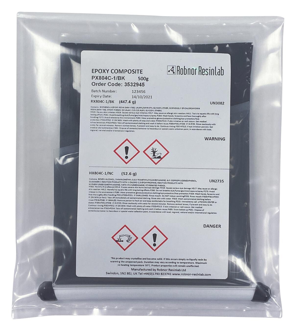 Robnor Px804C-1/bk/500 Potting Compound, Packet, Black, 500G