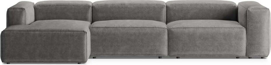 Světle šedá manšestrová rohová pohovka (levý roh/s lenoškou) Bergano – Cosmopolitan Design