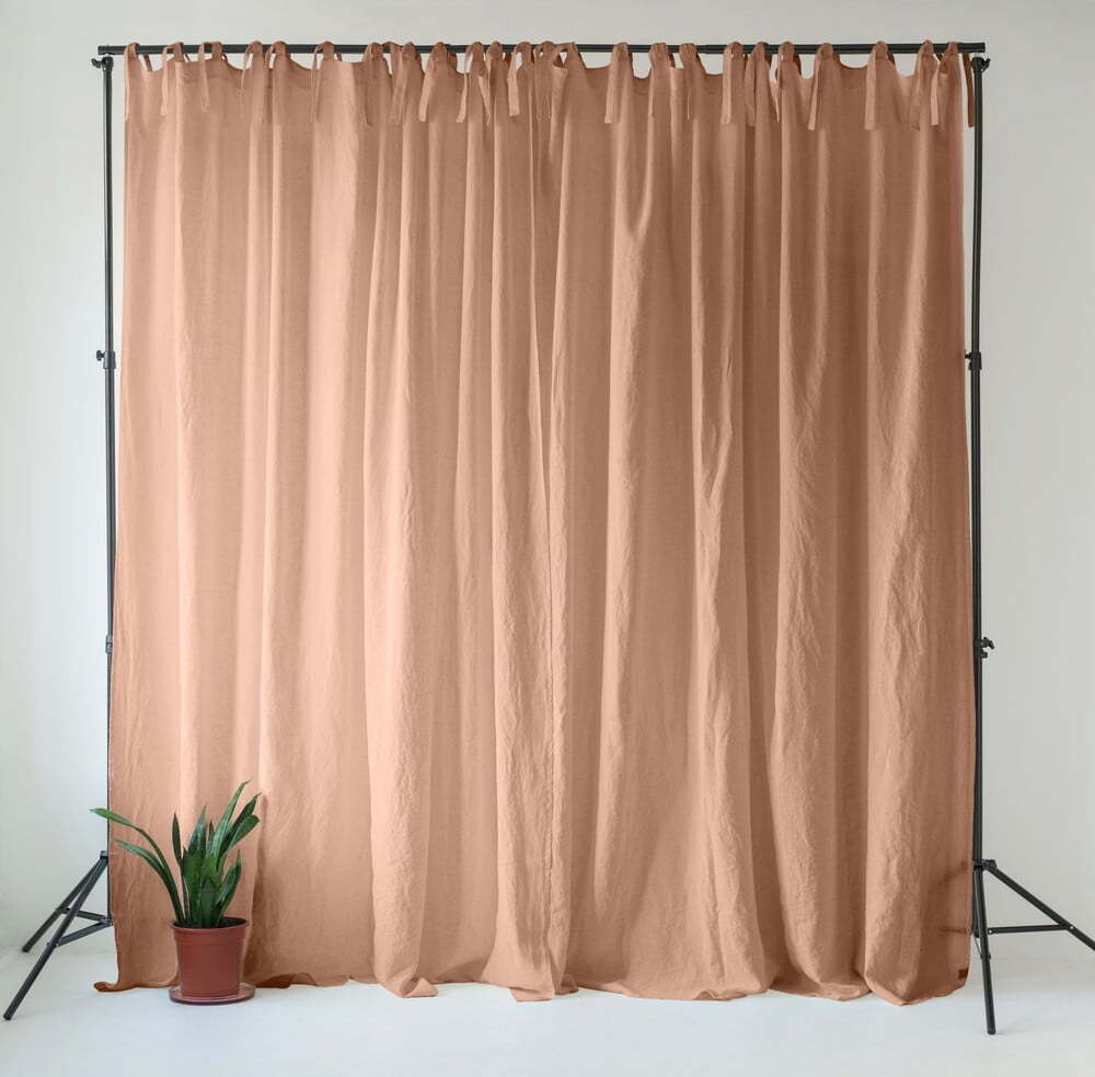 Růžový/hnědý lněný závěs 140x200 cm Cafe Creme – Linen Tales