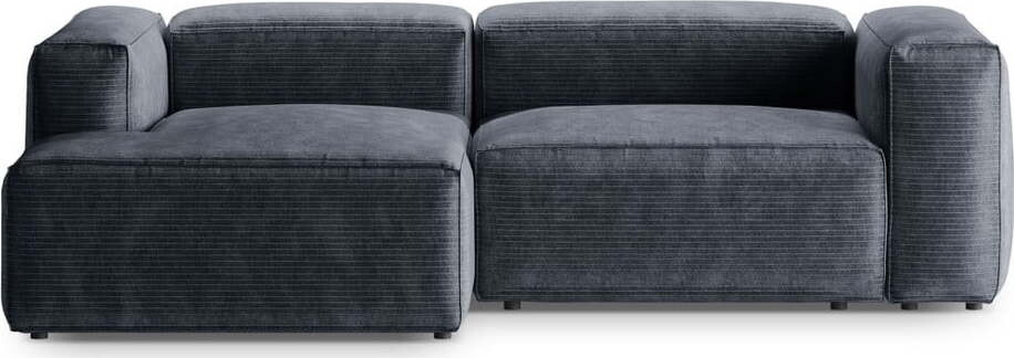 Šedomodrá manšestrová rohová pohovka (levý roh/s lenoškou) Bergano – Cosmopolitan Design