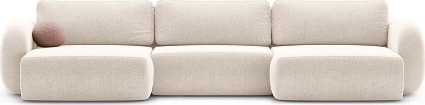 Krémová žinylková rozkládací/s úložným prostorem rohová pohovka (do 