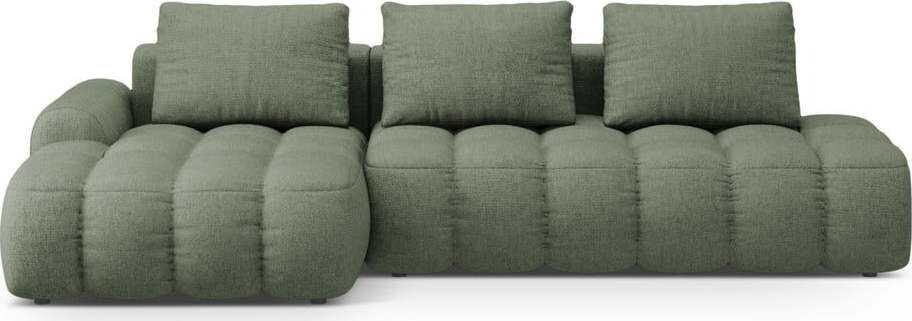 Zelená rozkládací/s úložným prostorem rohová pohovka (levý roh/s lenoškou) Linz – Cosmopolitan Design