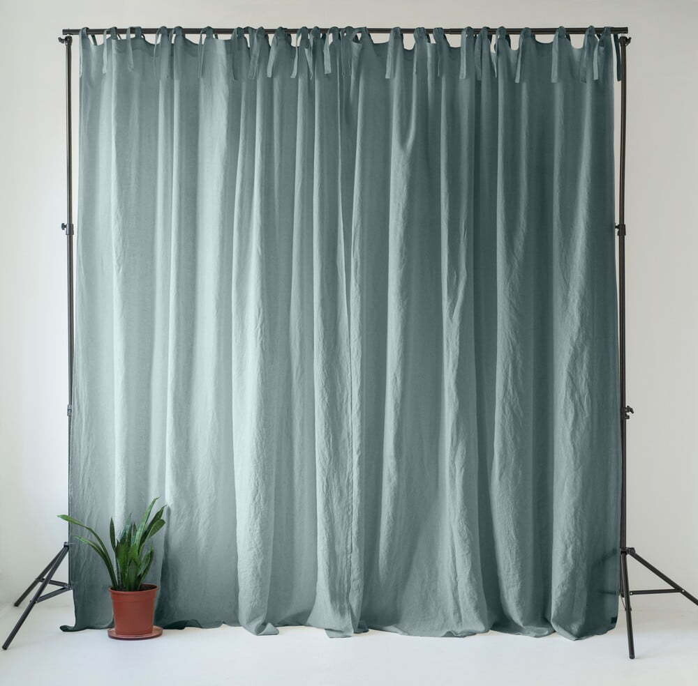 Šedomodrý lněný závěs 140x170 cm Blue Fog – Linen Tales