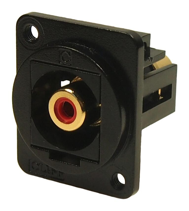 Cliff Electronic Components Cp30230M3B Adapter, Rca Plug-Plug, Black Metal, Red