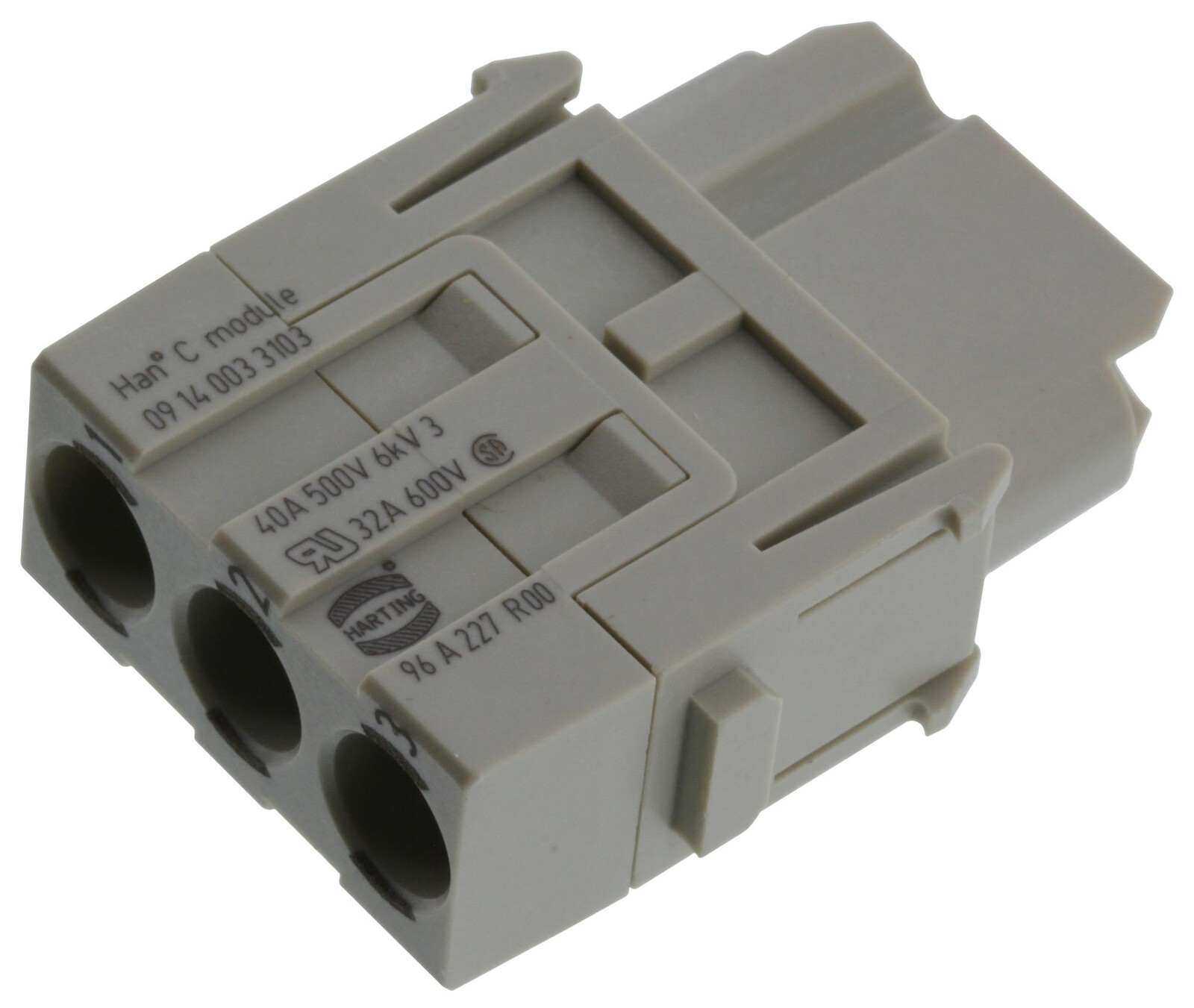 Harting 09140033103 Heavy Duty Conn, Module, Rcpt, 3Pos, 40A