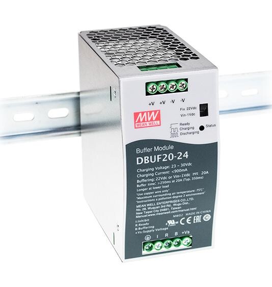 Mean Well Dbuf20-24 Buffer Module, 24Vdc, 20A, Din Rail