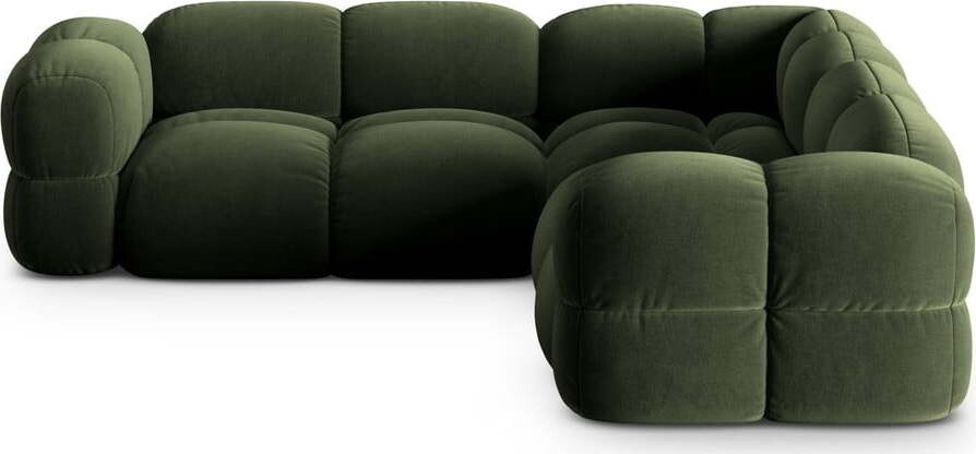 Zelená sametová rohová pohovka Loretto – Cosmopolitan Design