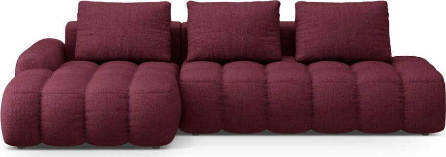 Vínová rozkládací/s úložným prostorem rohová pohovka (levý roh/s lenoškou) Linz – Cosmopolitan Design