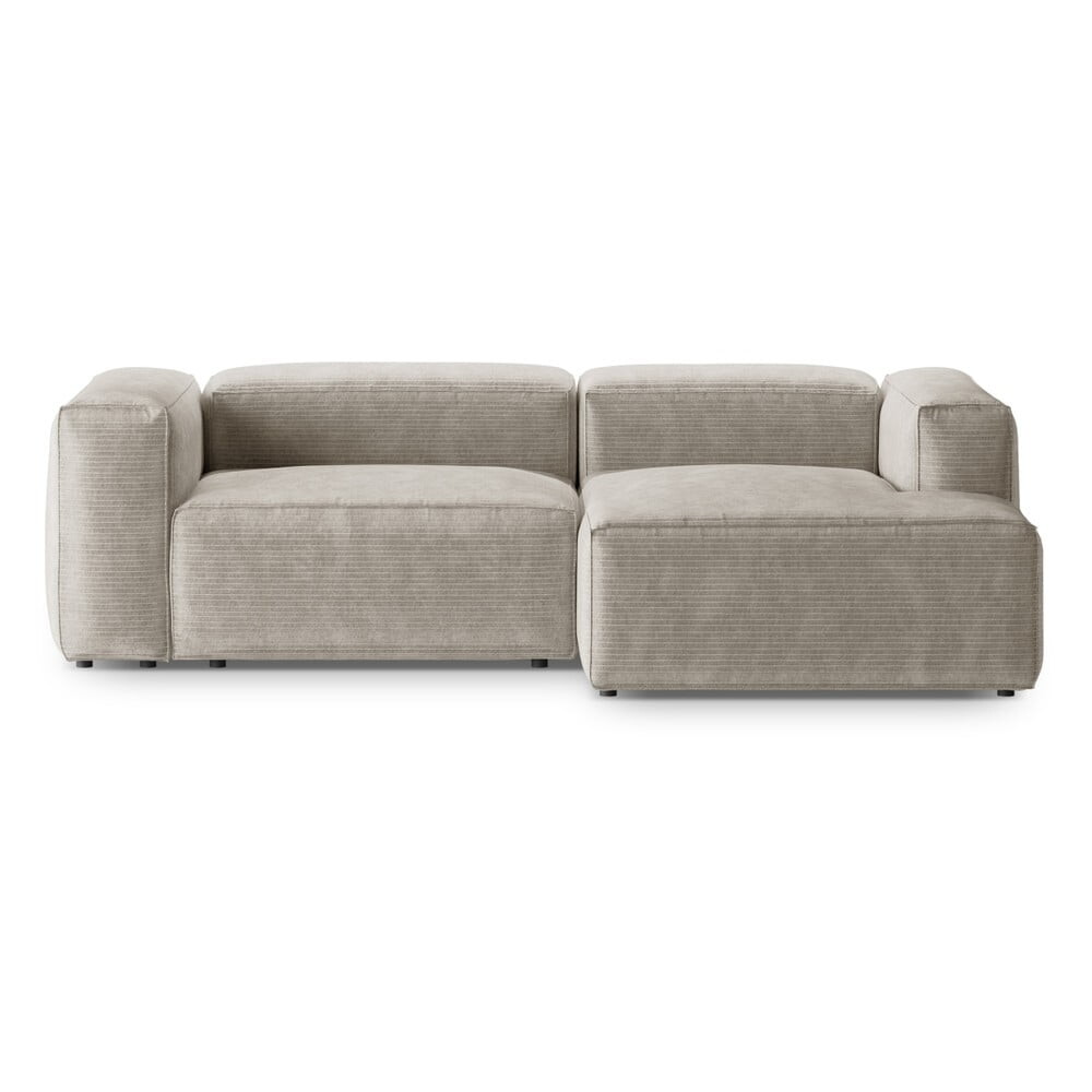 Béžová manšestrová rohová pohovka (pravý roh/s lenoškou) Bergano – Cosmopolitan Design