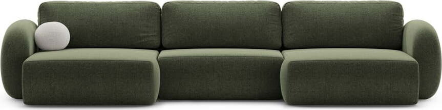 Zelená žinylková rozkládací/s úložným prostorem rohová pohovka (do 