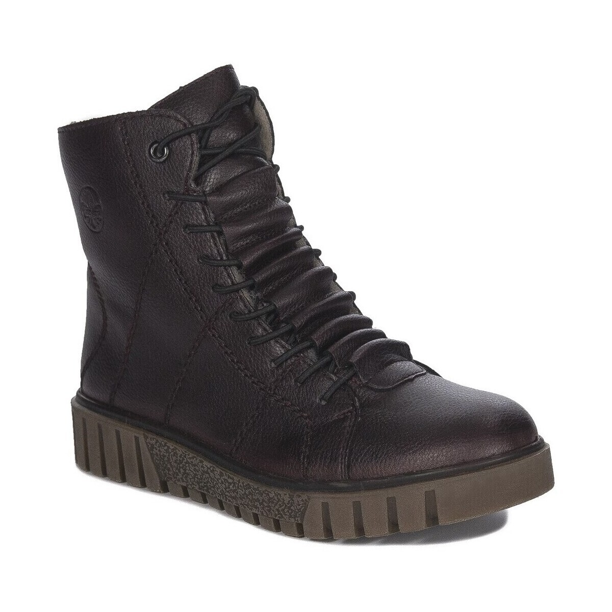 Rieker  Botki Damskie Ocieplane Na Platformie  Černá