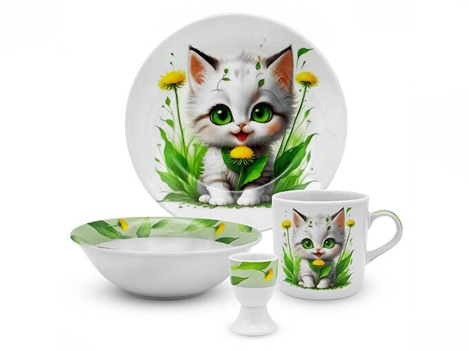 BELLA FIORE Dětská jídelní sada 4 díly  KOČKA