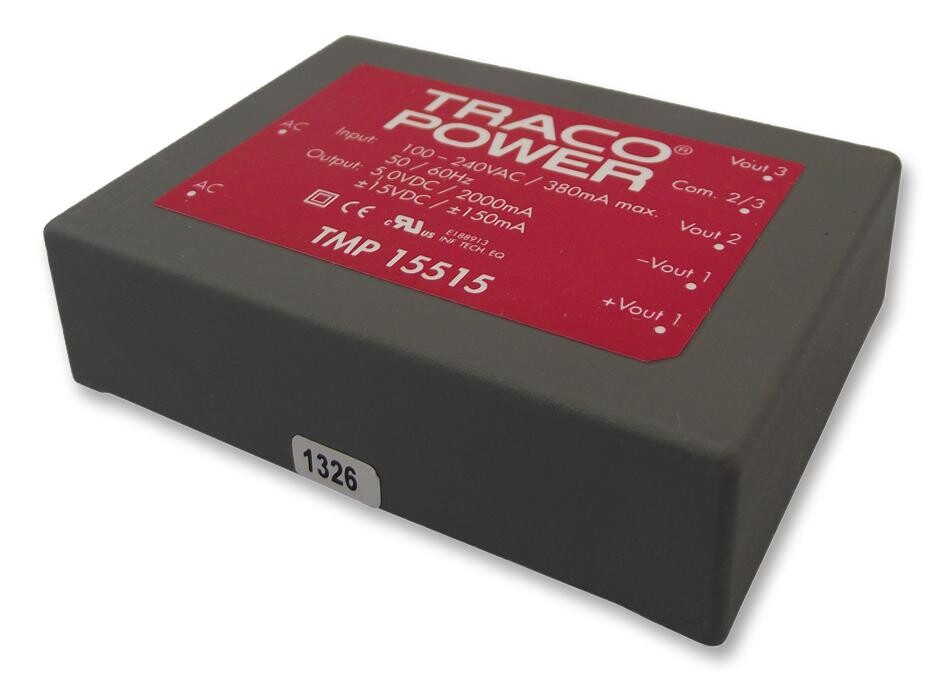 Traco Power Tmp 15515 Converter, Ac/dc, 5V&+/-15V/15W, Module