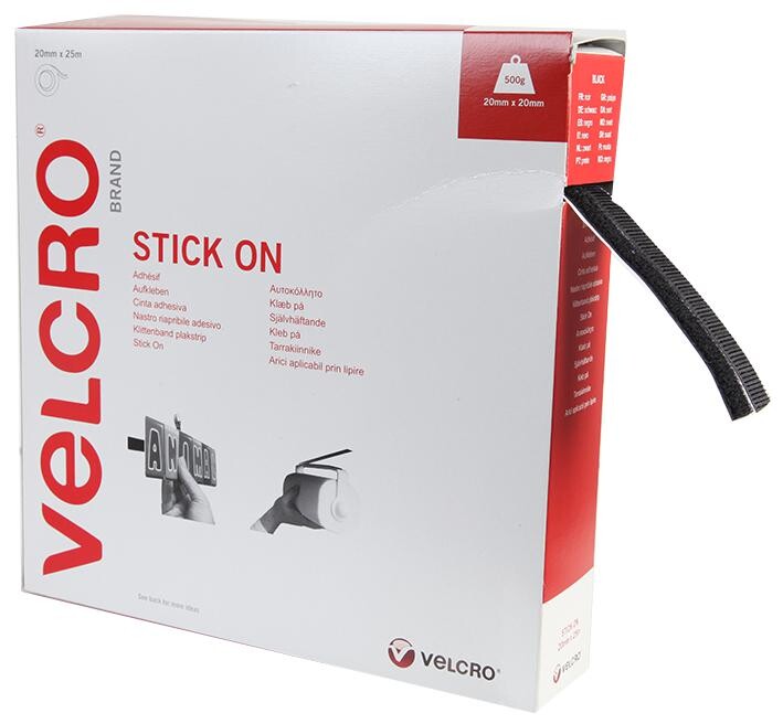 Velcro Vel-Ec60355 Stick On Tape, 20Mm X 25M, Black