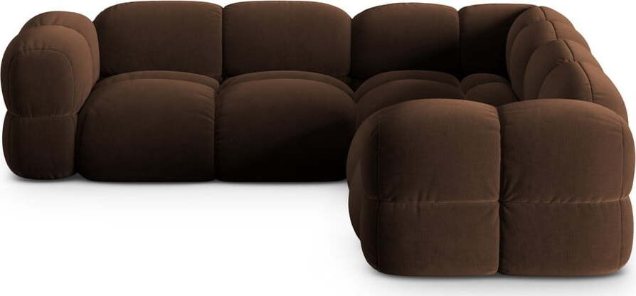 Tmavě hnědá sametová rohová pohovka Loretto – Cosmopolitan Design