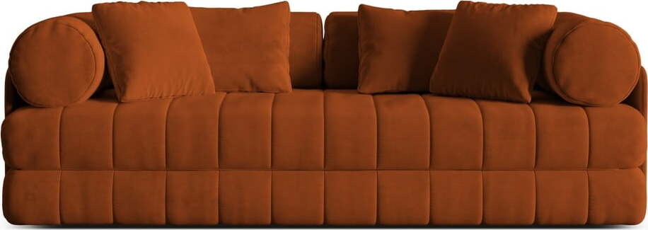 Sametová rozkládací pohovka v terakotové barvě 206 cm Kemi – Cosmopolitan Design