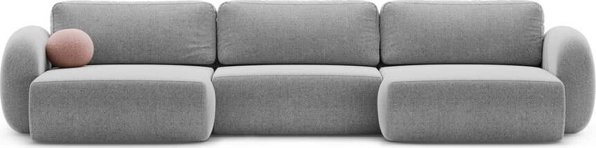 Světle šedá žinylková rozkládací/s úložným prostorem rohová pohovka (do 