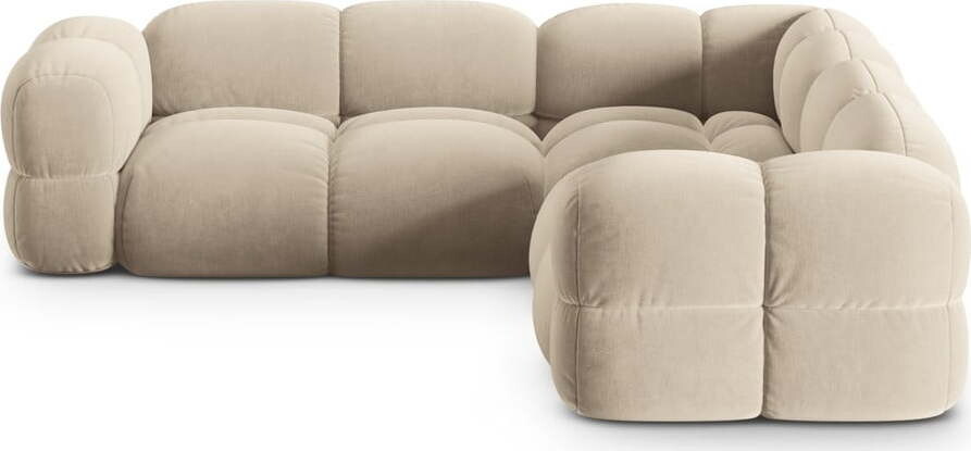 Béžová sametová rohová pohovka Loretto – Cosmopolitan Design