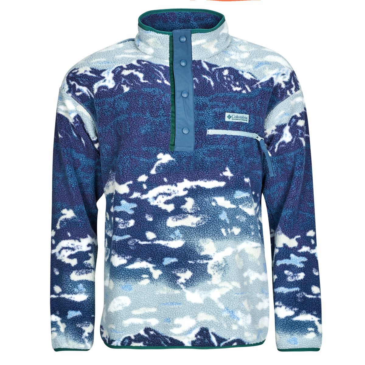 Columbia  HELVETIA II PRINTED HALF SNAP FLEECE  Zelená