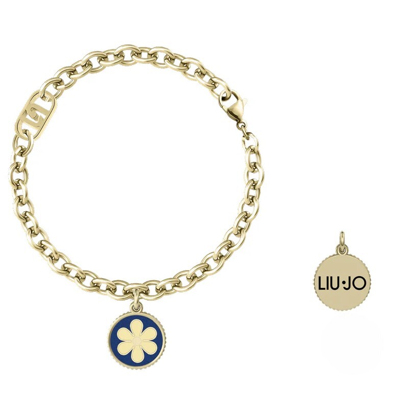 Liu Jo Stylový pozlacený náramek se smaltem Květina Bloom LJ3111