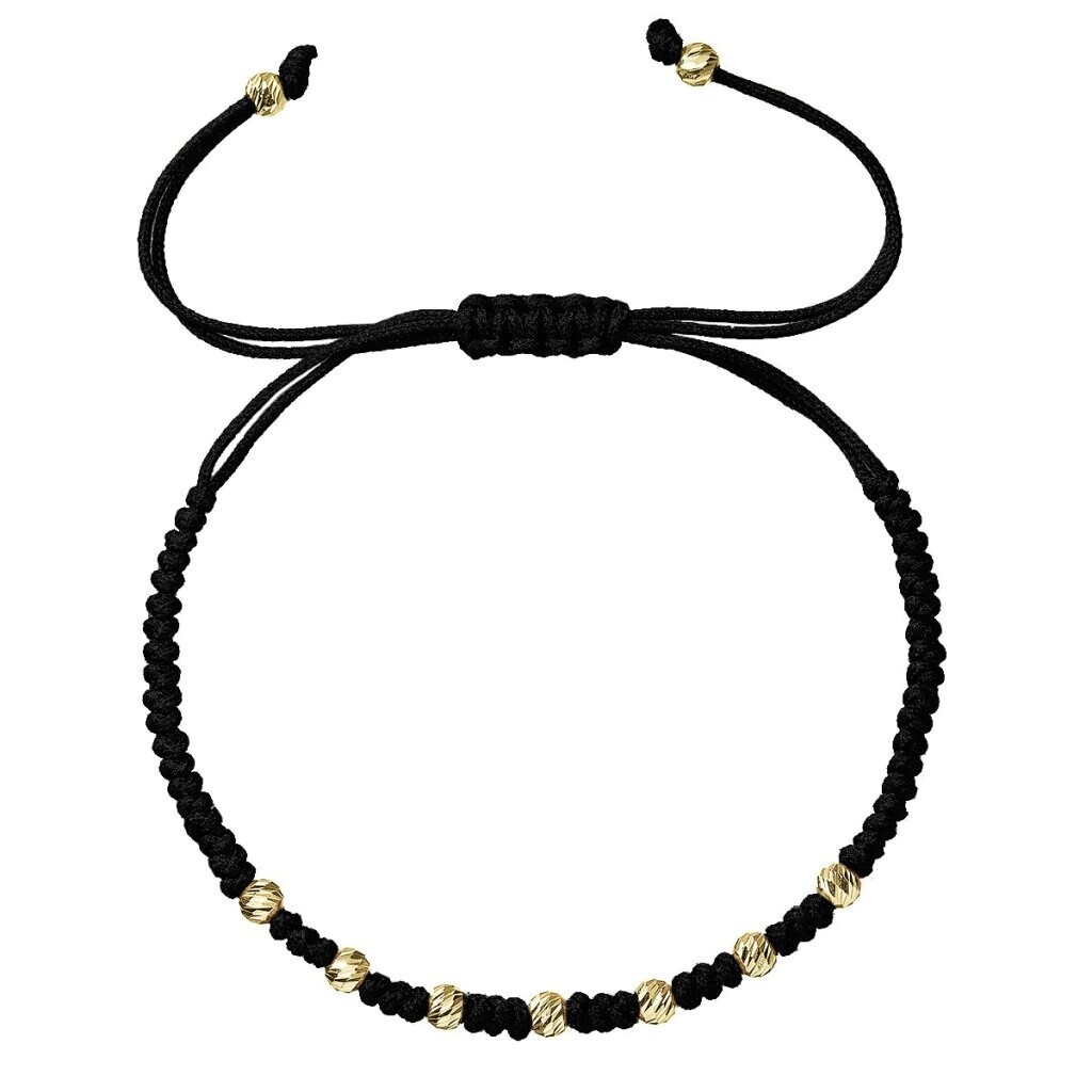 Evolution Group - Pavona Luxusní černý kabala náramek se zlatými kuličkami 93T00102 black