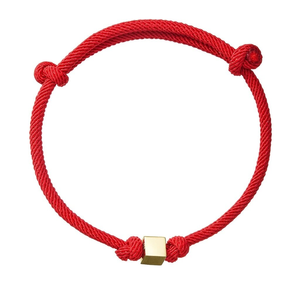 Evolution Group - Pavona Luxusní červený kabala náramek se zlatou kostičkou 93T00100 red
