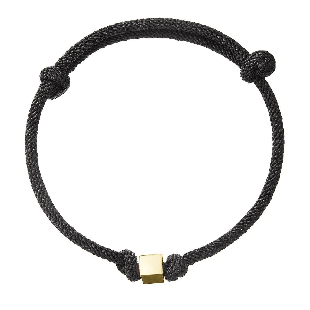 Evolution Group - Pavona Exkluzivní černý kabala náramek se zlatou kostičkou 93T00100 black